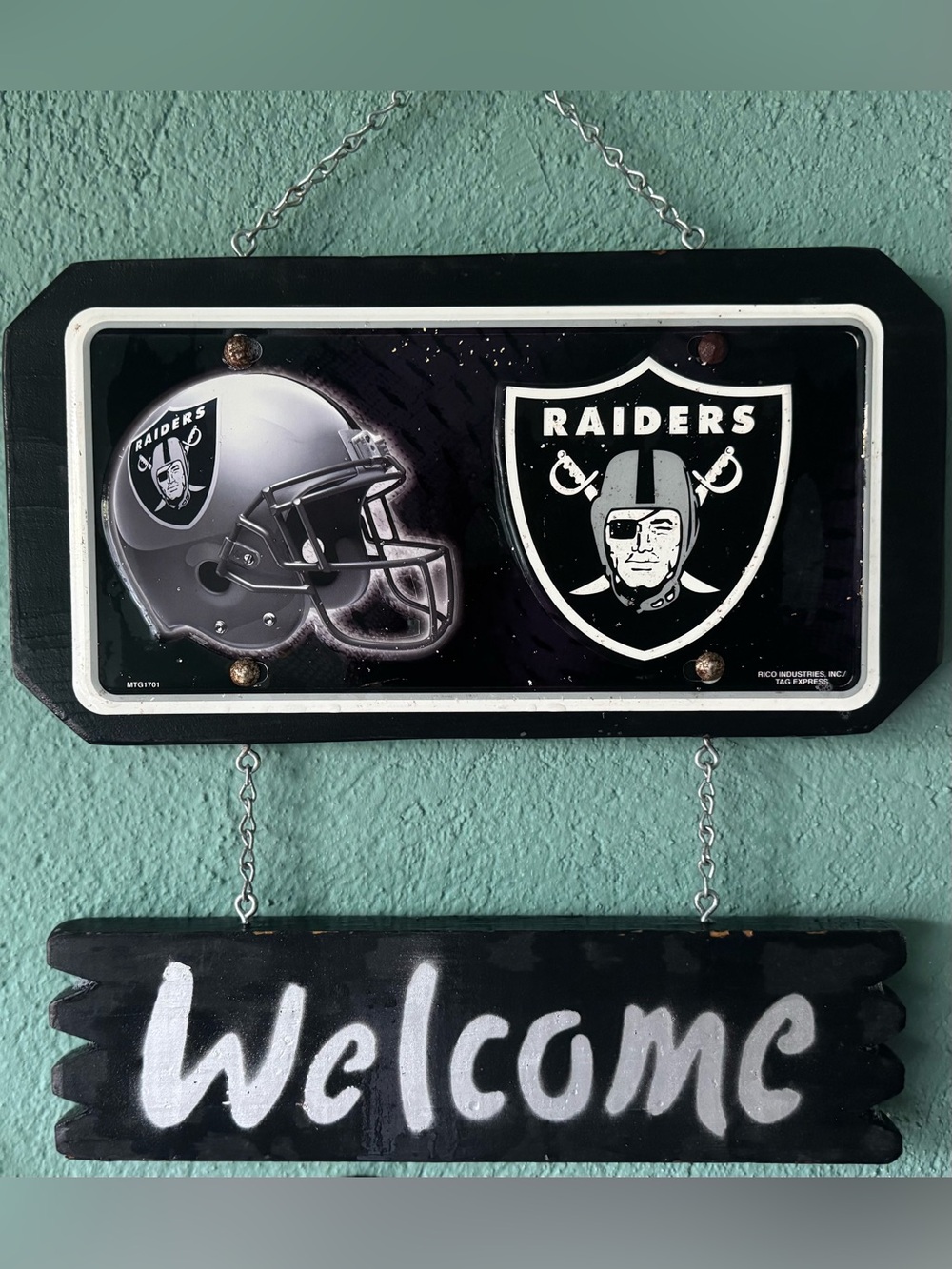 NFL Raiders Black and Silver Wall Sign vintage Oakland Las Vegas license plate